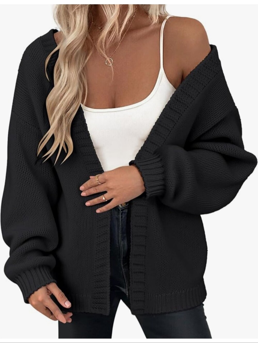 Vaziro Chunky Knit Cardigan Black Size S